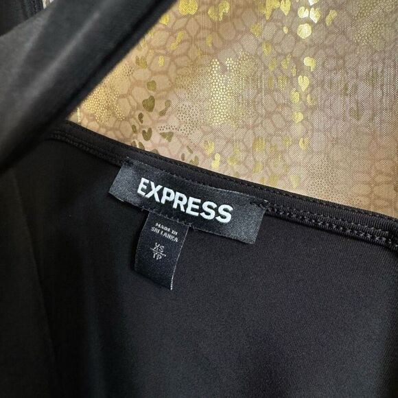 Express Black Asymmetrical Strappy Jersey Knit Smooth Bodysuit XS - Picture 5 of 6